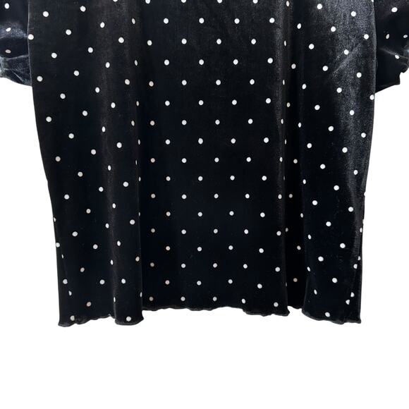 Abercrombie & Fitch Velour Polka Dot Lettuce Sleeve Shirt Top Black M Whimsigoth - Picture 5 of 9